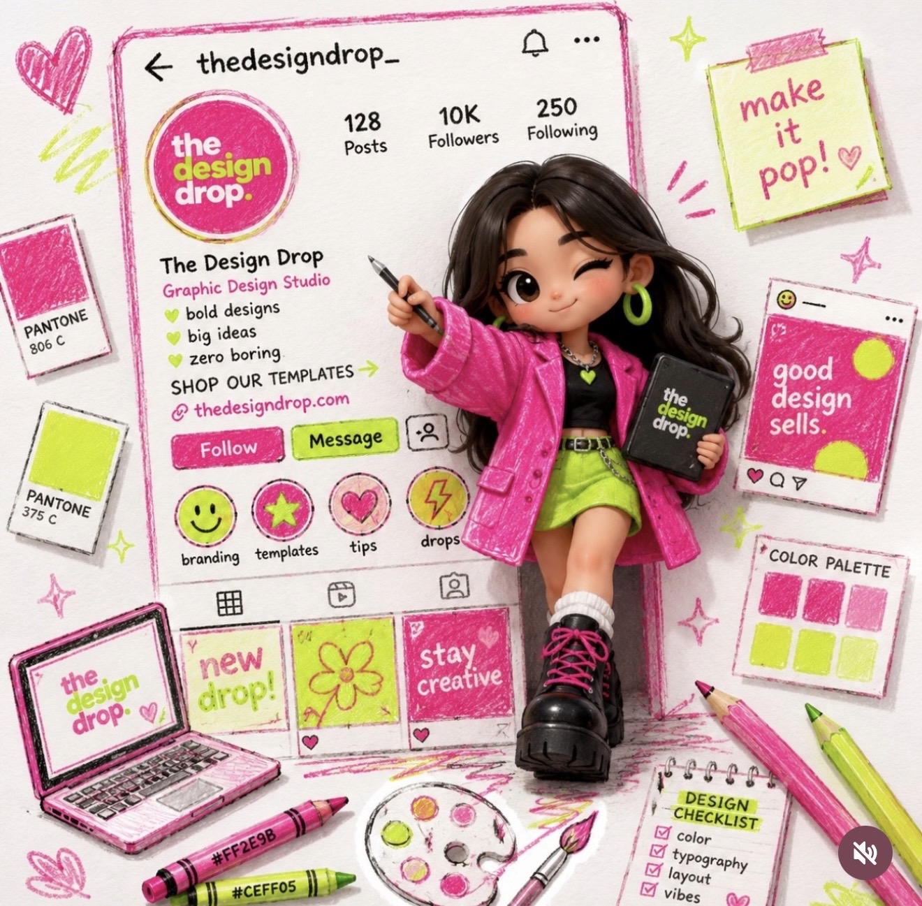 The Design Drop Instagram illustration