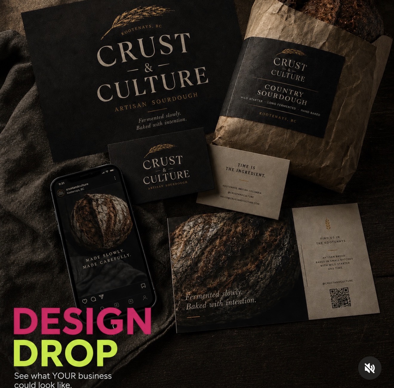 Crust & Culture artisan sourdough brand mockup