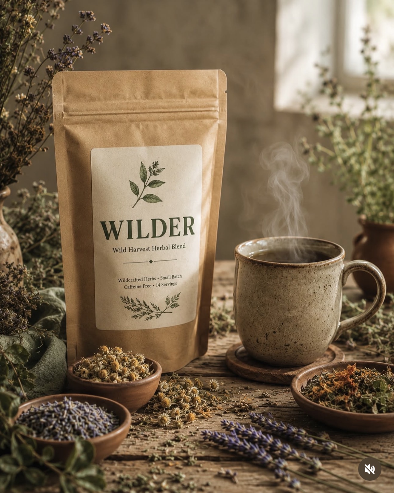 Wilder wild harvest herbal blend packaging mockup